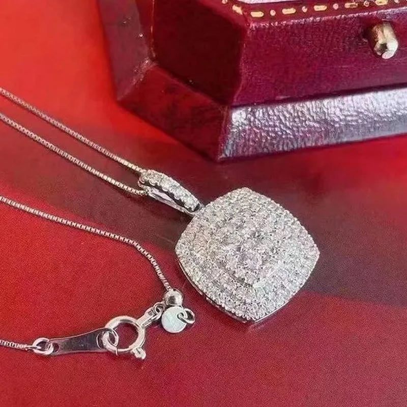 New Fashion Micro Inlay Bright Diamond Necklace for Women Bridal Romantic Wedding Jewelry Daily Casual Accessories