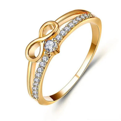 Fashion Gold Plated Infinity Diamond Rings for Women Bridal Engagement Wedding Ring Jewelry Proposal Gift