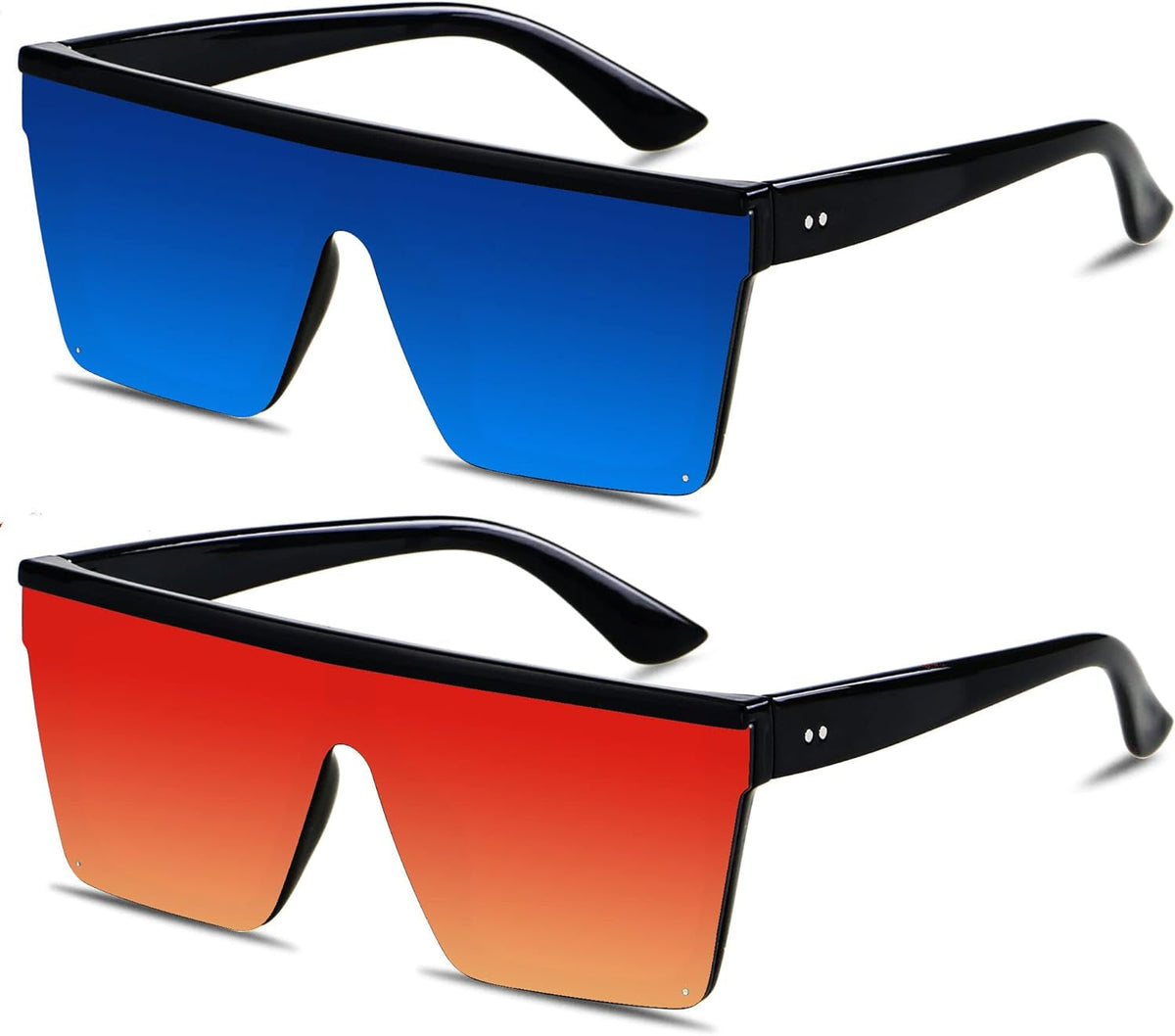 Square Oversized Sunglasses for Women Men Big Flat Top Fashion Shield Large UV Protection Rimless Shades