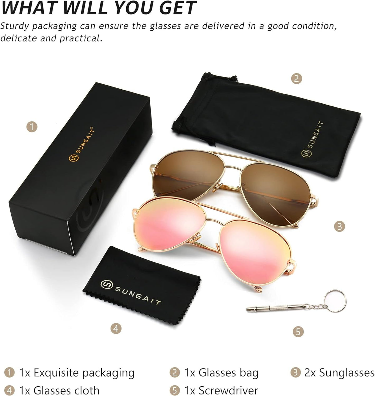 Women's Lightweight Oversized Aviator Sunglasses - Mirrored Polarized Lens