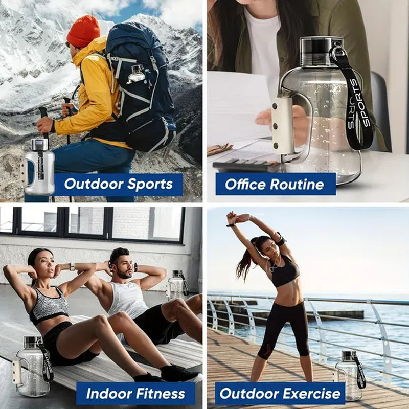57oz MAX Hydrogen Water Bottle, Hydrogen Water Generator With SPE/PEM Technology, 2500PPD Pure Hydrogen Rich Concentration, 1.5L Large Capacity Leakproof Sports Drinking Bottle With Handle  Shoulder Strap, Portable Sports Water Bottle