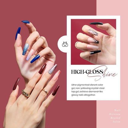 Beetles 23Pcs Gel Nail Polish Set with 3Pcs Base Matte Glossy Top Coat, Nude Gray Pink Blue Burgundy Glitter Gel Polish Kit Modern Muse Kit, Soak off Uv Gel for Women