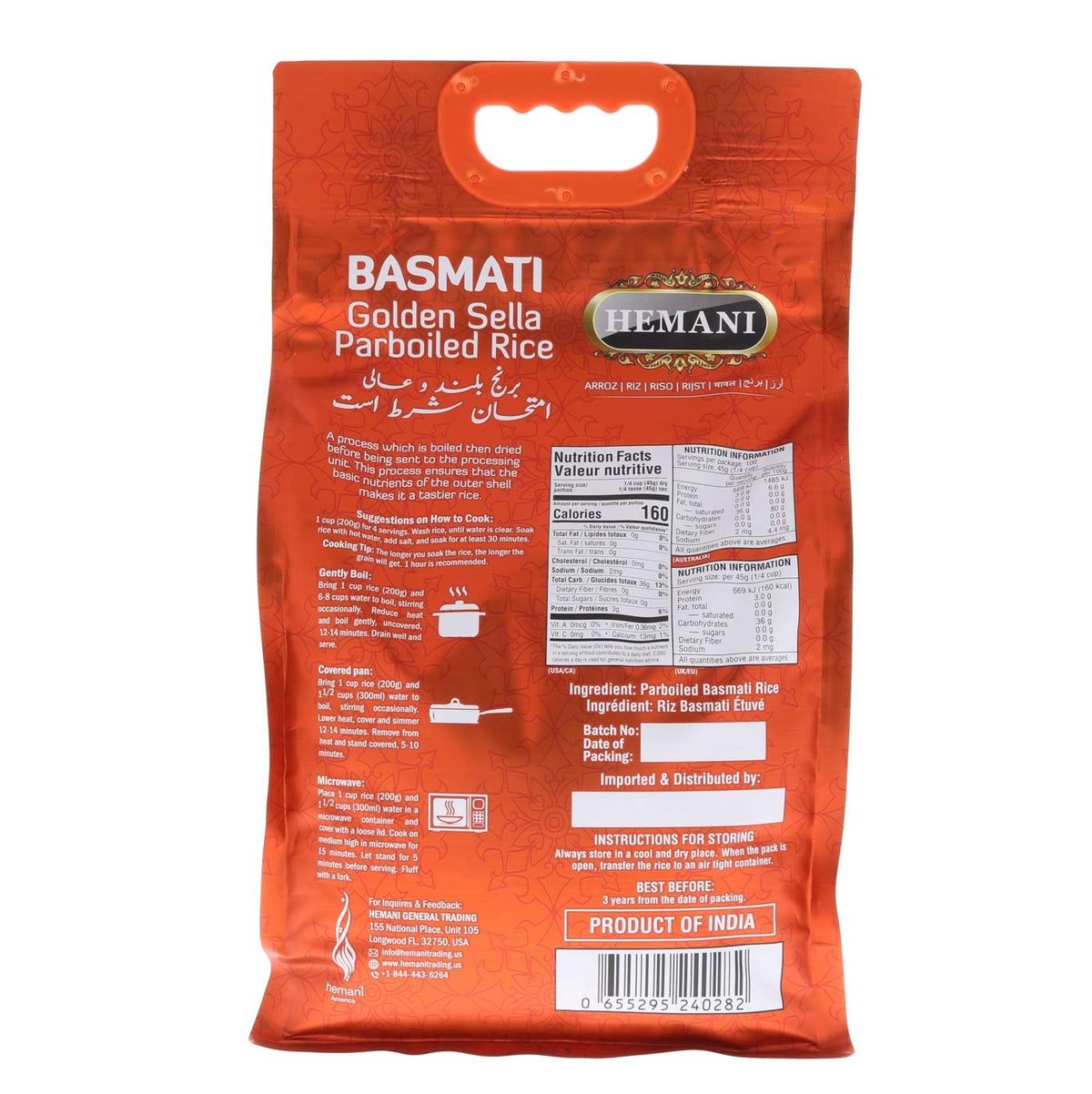 Basmati Golden Sella Parboiled Rice 11LB - Great Value Savings - 1 LB FREE - Easy to Cook - Low Glycemic Index (1 Pack: 11 Pounds)