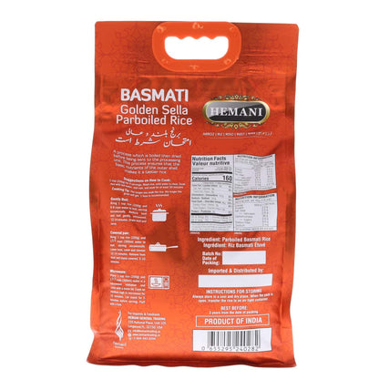 Basmati Golden Sella Parboiled Rice 11LB - Great Value Savings - 1 LB FREE - Easy to Cook - Low Glycemic Index (1 Pack: 11 Pounds)