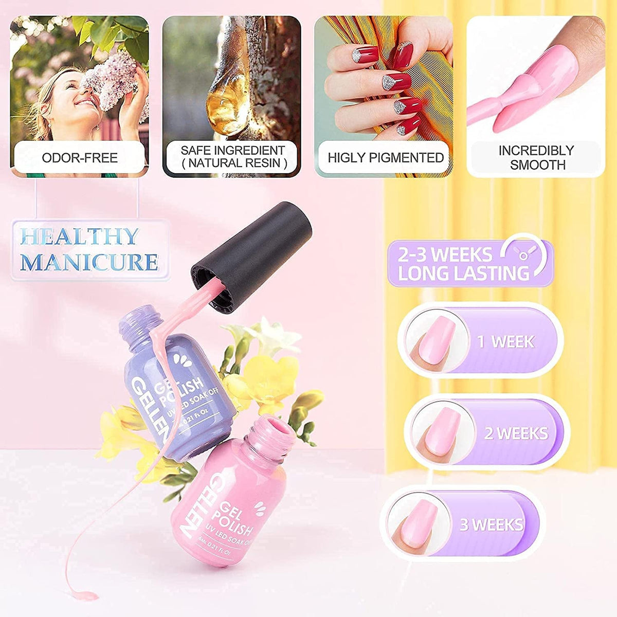 Gel Nail Polish Kit- 16 Colors With Top&Base Coat, Nude Grays Series Pastels Tones Nail Polish Set, Nail Art Design Colors, Home Gel Manicure Kit, Soak Off Gel Polish, Gift For Her