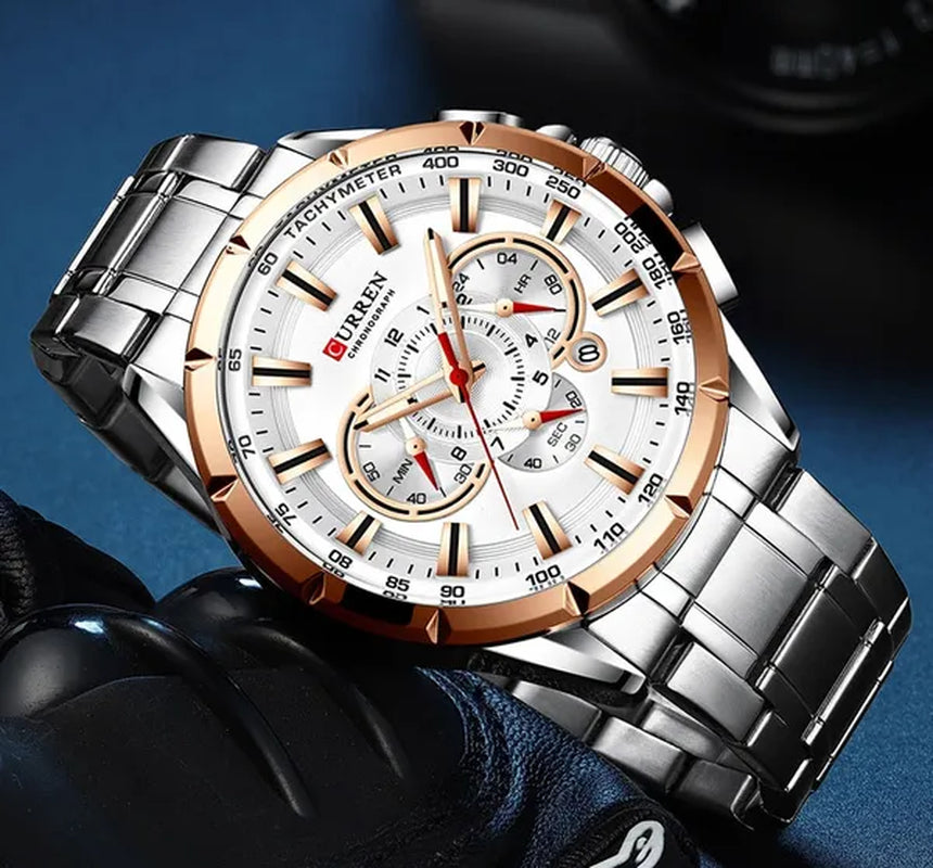 CURREN 8363 Watches For Men Luxury Chronograph Calendar Day Quartz Full Steel Men's Wristwatch