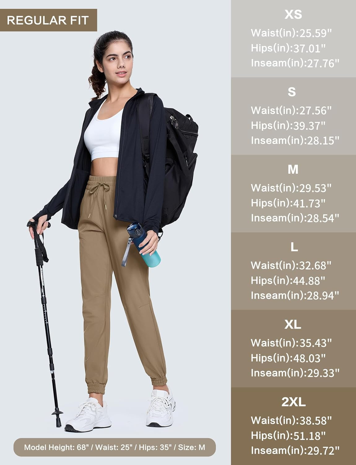 Women'S Hiking Pants Lightweight Quick Dry Water Resistant Athletic Running Joggers with Pockets Outdoor Travel