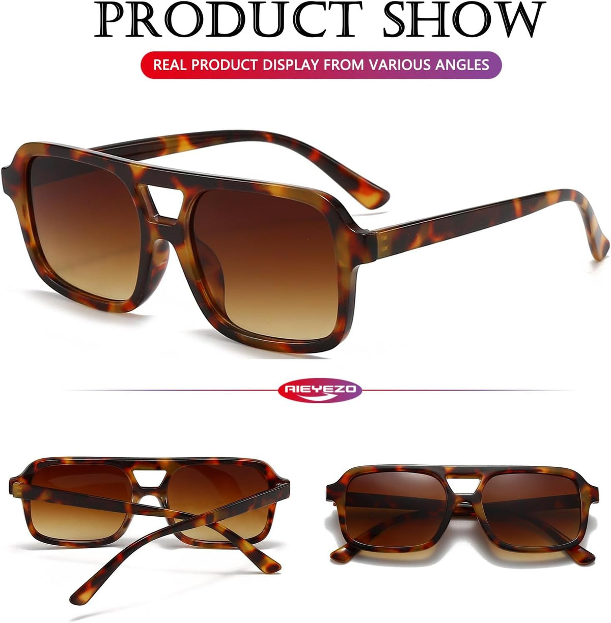 Retro Square Sunglasses for Women Men Trendy Rectangle Aviator Sun Glasses Vintage 70S Shades