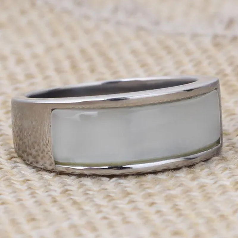 Vintage Men's Agate Ring Stainless Steel Sky Blue Black White Gemstone Irregular Ring Jewelry Gift for Men Women Boyfriend Girlfriend