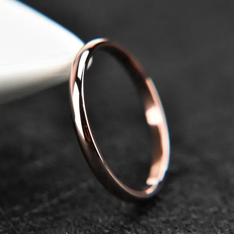 2mm Super Thin Dainty Tiny Ring Black/Silver/Gold/Rose Gold Rings Unisex Wedding Band Size 3-10