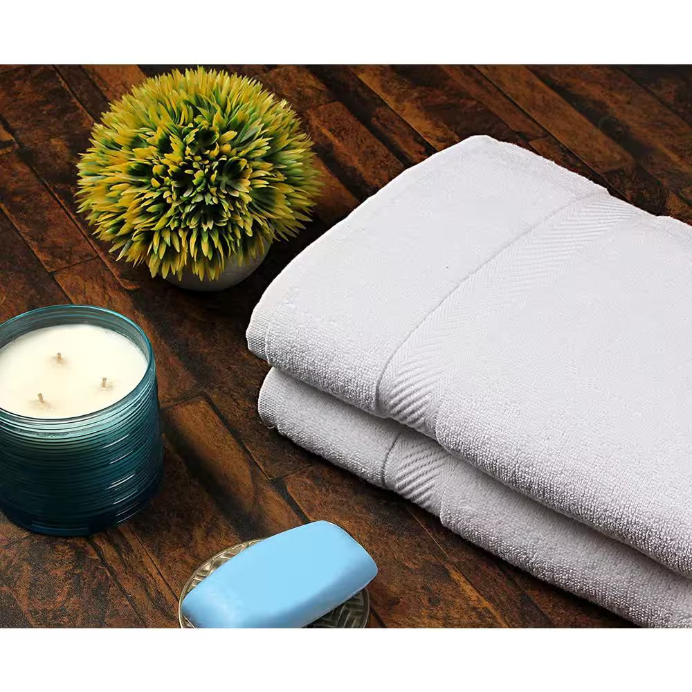 6-Piece White Highly Absorbent Cotton Quick Drying Bath Towel Set