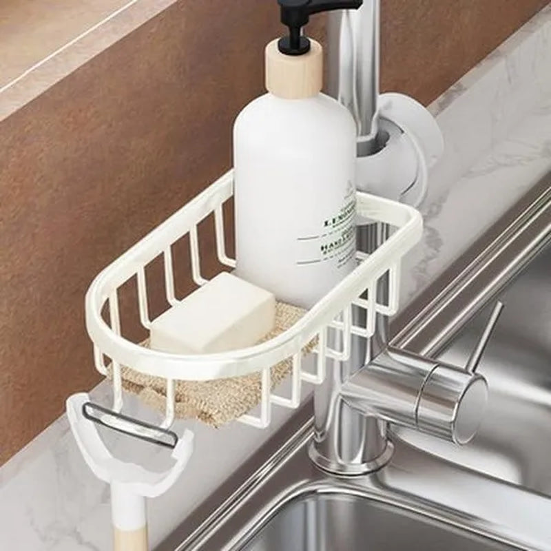 Adjustable Bathroom Faucet Storage Rack Drainage Shelf Kitchen Sponge Dish Cloth Finishing Rack Shower Shelves Bathroom Accessories