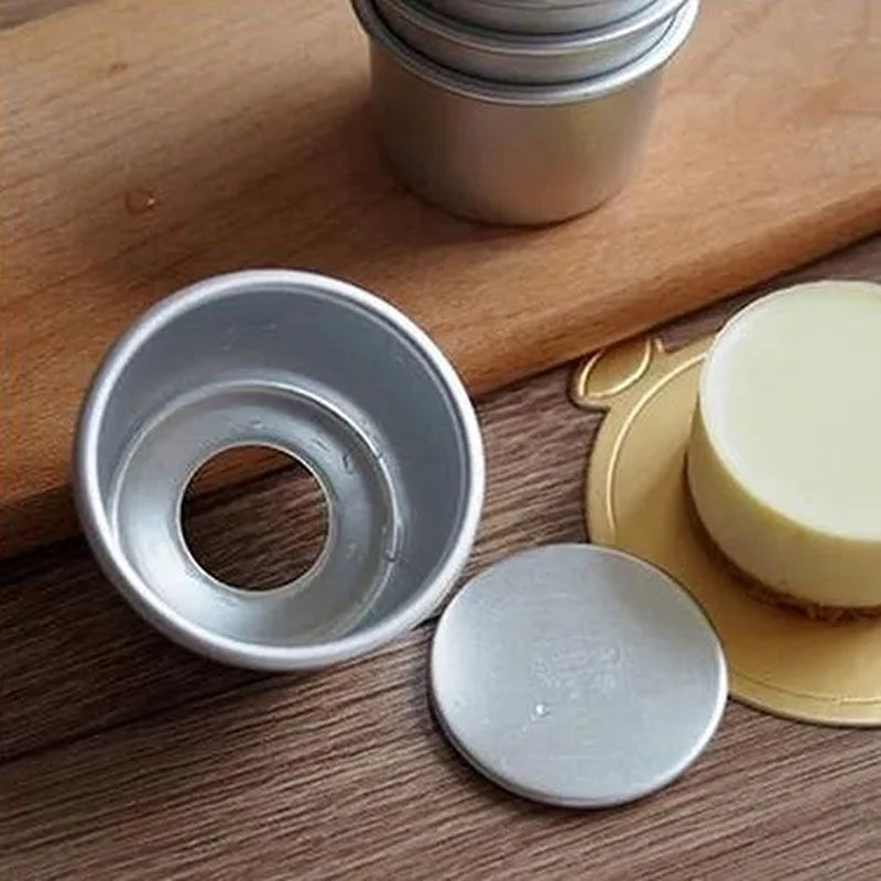 Stylish 4Pcs Round Mini Cake Pan Removable Bottom Pudding Mold DIY Baking Tools
