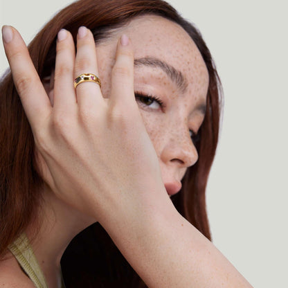 Chunky Gold Plated Rings for Women - Trendy Cubic Zirconia 14K Gold Filled Stackable Rings