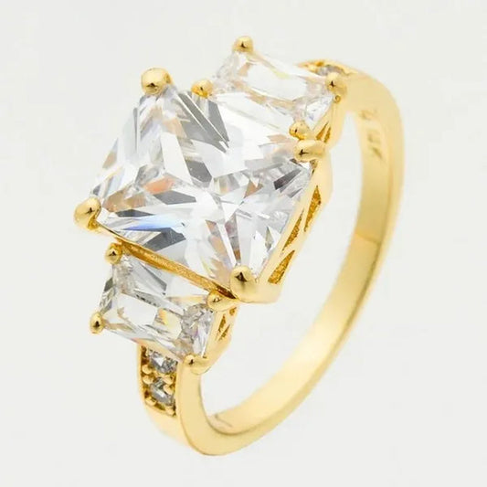 Natural 5.99CT White Diamond 14K Yellow Gold Wedding Ring Size 6-10