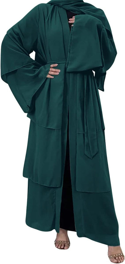 Abayas for Women Muslim Dubai Dress Solid Loose Fit Long Cardigan Islamic Kaftan Robe Open Front Maxi Length