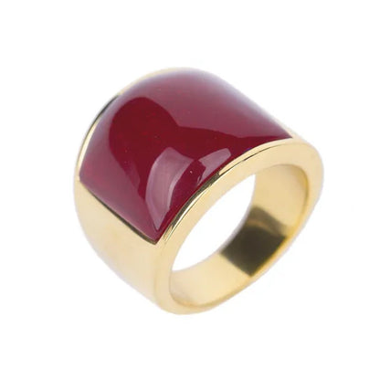 Vintage Men's Gemstone Ring Stainless Steel Single White Red Opal Rings Jewelry Gift for Men Women Boyfriend Girlfriend