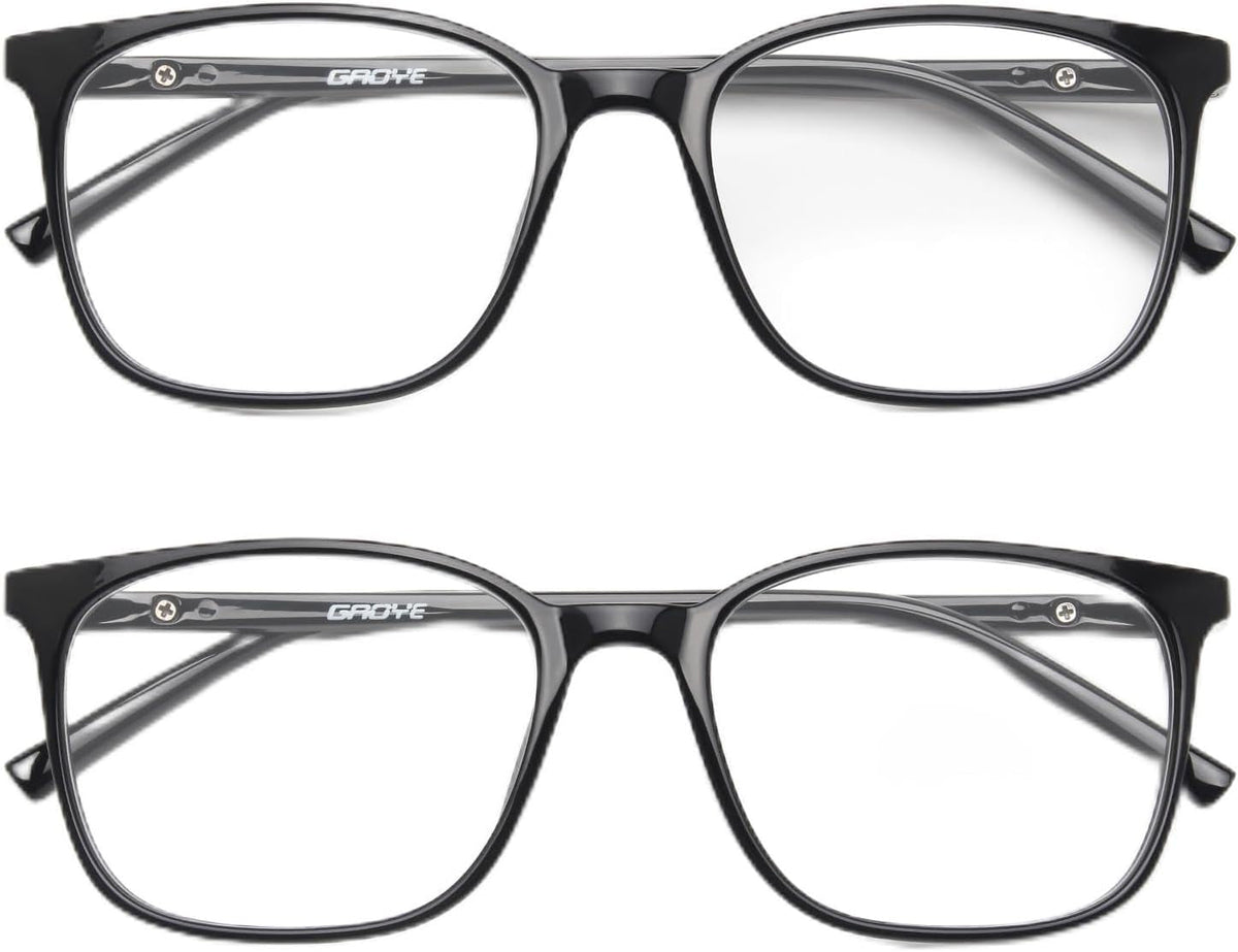 2 Pack Blue Light Blocking Glasses Women/Men, Computer Gaming Fake Eyeglasses Anti UV Ray-Spring Hinge