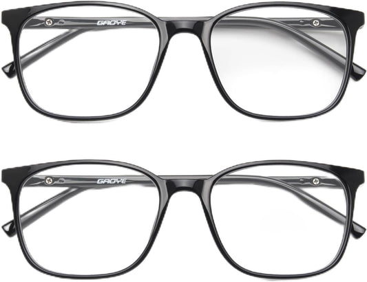 2 Pack Blue Light Blocking Glasses Women/Men, Computer Gaming Fake Eyeglasses Anti UV Ray-Spring Hinge