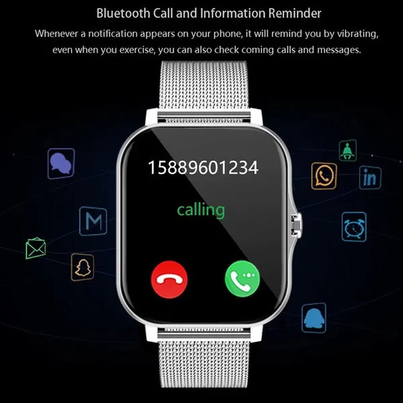 LIGE New Women Smart Watch Men 1.69" Color Screen Full touch Bluetooth Call Smart Bracelet Life Waterproof Fitness Tracker Ladies Health Bracelets Relogio Smartwatch+Gift