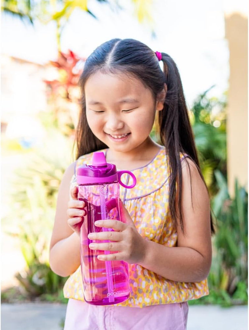 Plastic Water Bottle with Straw Lid and Carry Handle, Reusable, BPA Free, Dishwasher Safe, Perfect for Travel, School, Outdoors, and Gym | 32Oz, 40Oz