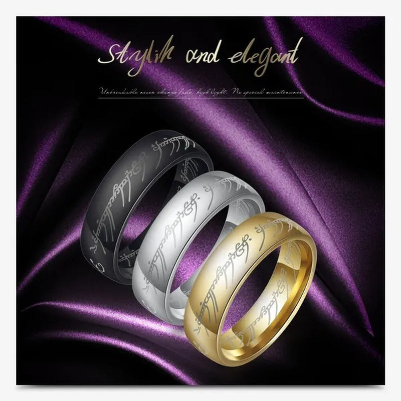 Fashion Jewelry Lord of The Rings Stainless Steel Men Women LOTR The One Band Ring