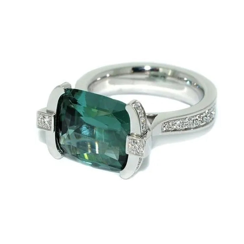 Exquisite Women'S 925 Sterling Silver Tsavorite Ring Princess Bride Wedding Engagement Band Jewelry Rings Size 5-11