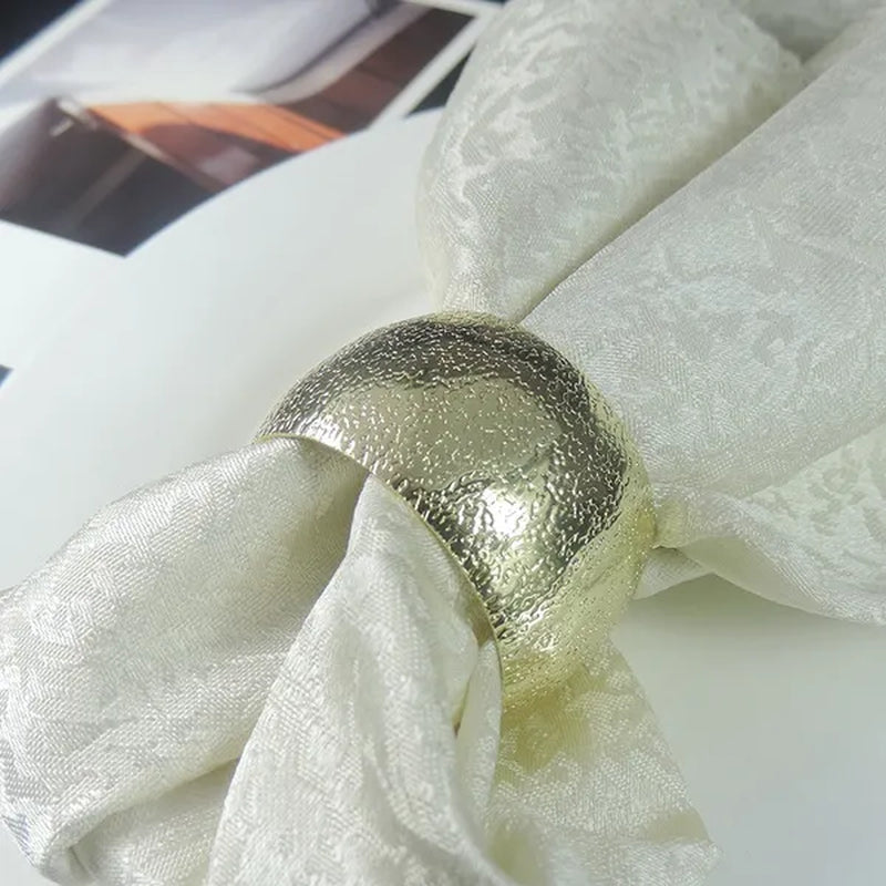 6pcs Silver Gold Wide Face Round Metal Napkin Ring for Wedding Banquet Dinner Table Decor