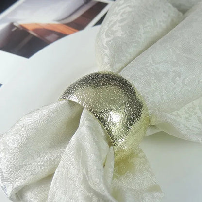 6pcs Silver Gold Wide Face Round Metal Napkin Ring for Wedding Banquet Dinner Table Decor