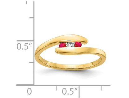 1/12 Carat (ctw) Natural Ruby Promise Ring Band in 14K Yellow Gold