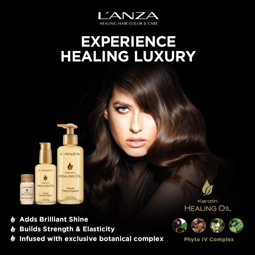 L'ANZA Keratin Healing Hair Oil Treatment, Keratin Hair Treatment, Hair Oil for Damaged Hair, Revives & Nourishes, Sulfate Free Healing Oil for Hair with Phyto IV Complex, Cruelty Free Hair Care