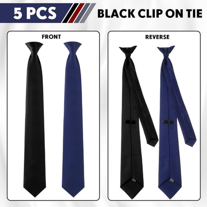 Clip on Ties for Men Solid Color Men'S 20 Inch Pretied Uniform Solid Color Clip on Tie