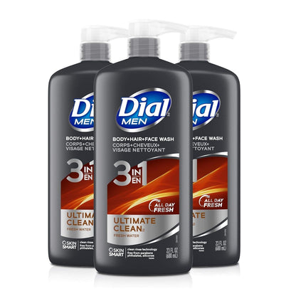 Men 3In1 Body, Hair and Face Wash, Ultimate Clean, 69 Fl Oz (3-23 Fl Oz Bottles)