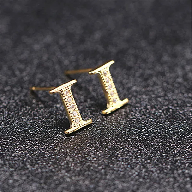 New Diamond Letter  Stud Earrings Women Fashion Earrings 26 Letters A-Z