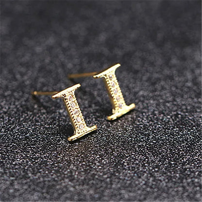 New Diamond Letter  Stud Earrings Women Fashion Earrings 26 Letters A-Z