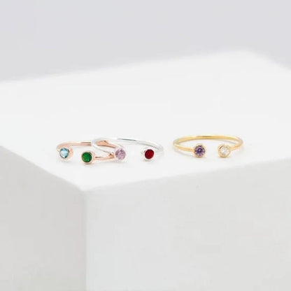 Dual Birthstone Ring .Couples Birthstone Ring .Mothers Ring.His and Her Birthstone Ring.Skinny Ring .Dainty Birthstone Ring .Two Stones Ring.Stackable Band Ring.Mother's Gift.Christmas Gifts.Birthday Gift