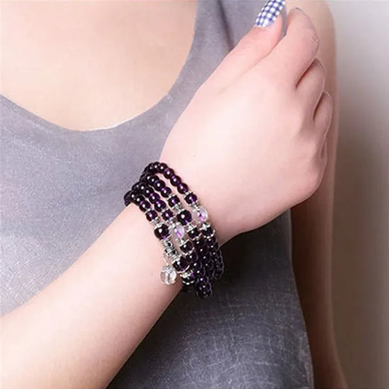 Buddhist Amethyst Bracelet Stones Chakra Dolphin Beaded Prayer Bangle