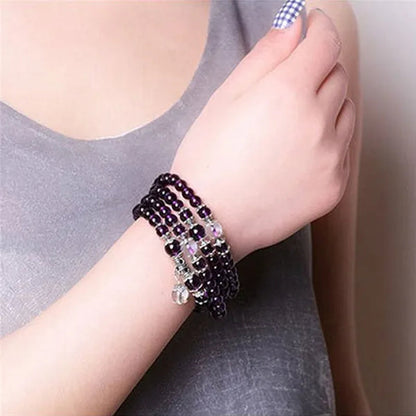 Buddhist Amethyst Bracelet Stones Chakra Dolphin Beaded Prayer Bangle