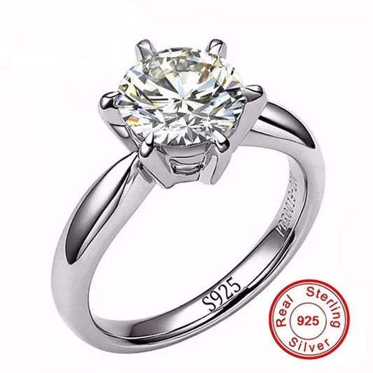 100% Real Solid Silver Wedding Rings for Women Set 8mm Sona CZ DIAMOND Engagement Ring 925 Pure Silver Rings Fine Jewelry
