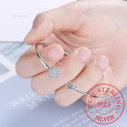 925 Sterling Silver Crystal Butterfly/Dragonfly/Heart Charm Bangles For Women Bracelet &Bangle Wedding Birthday Party Jewelry