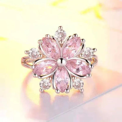 Elegant Women's Flower Ring Luxury  Pink Zircon Ring, Fashionable Flower Shape Women's Ring, Engagement, Wedding Ring, Princess Ring, Promise Ring, Valentine's Day, Christmas Gift. Size US5-11. Happy Shopping!