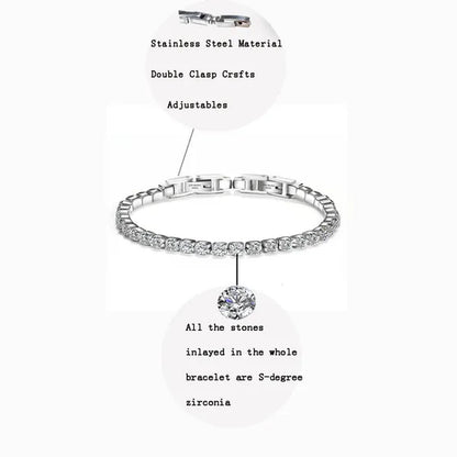 Women's Chain Bracelets 14K Gold Plated Cubic Zirconia Classic Tennis Bracelet Gold Bangle for Lady AD1174