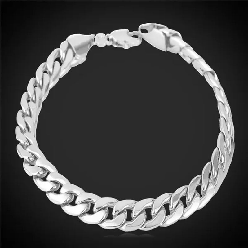 Men Cuban Link Bracelet 18K Stamp Platinum/Rose Gold/Yellow Gold Plated Curb Chain Bracelets