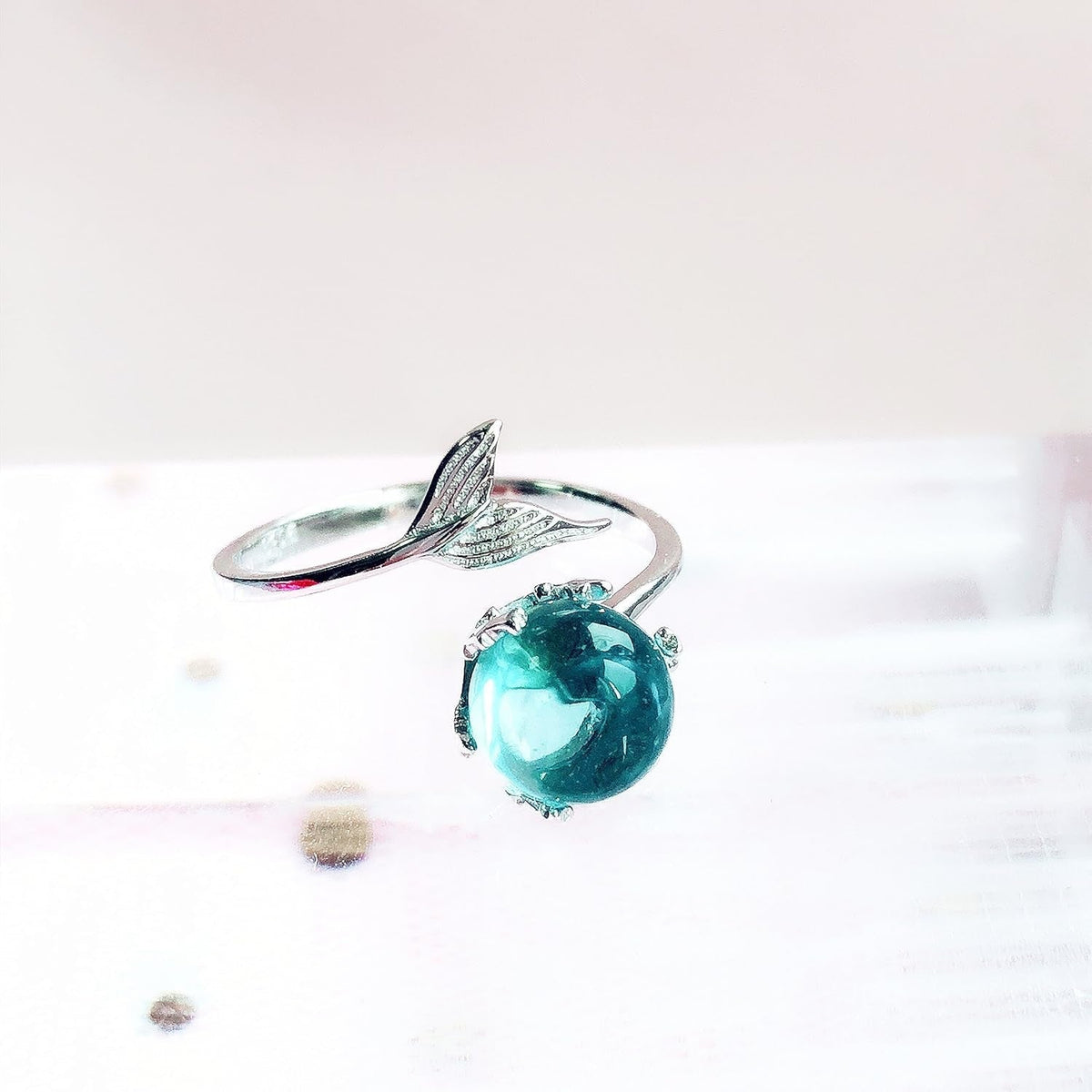 Mermaid in Deep Ocean 925 Sterling Silver Open Ring for Women