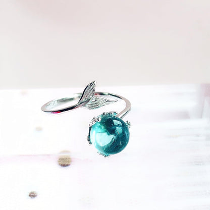 Mermaid in Deep Ocean 925 Sterling Silver Open Ring for Women