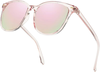 Polarized Sunglasses for Women, Square Mirrored Trendy Shades with UV Protection Reduce Glare Sun Glasses