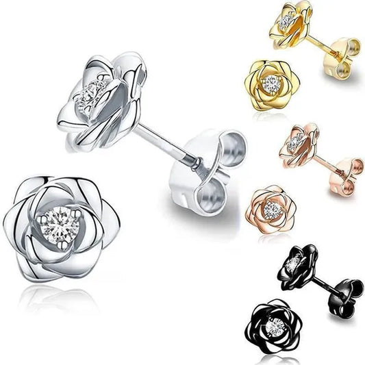 Exquisite Cute Rose Flower Stud Earrings for Women Daily Casual Party Jewelry Gift