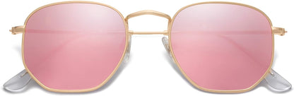Square Polarized Sunglasses for Women Men Small Hexagonal Polygon Mirrored Lens SJ1072