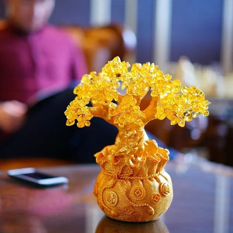 Resin Citrine Feng Shui Money Tree Lucky Tree Home Decoration Ornament Festival Holiday Gifts Bring Wealth