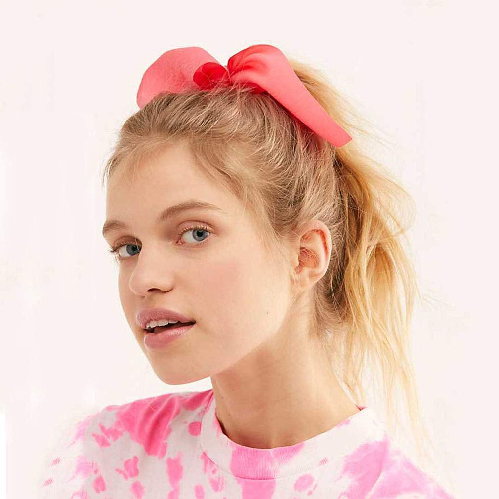 6PCS Hair Scrunchies Satin Silkrabbit Bunny Ear Bow Bowknot Scrunchie Bobbles Elastic Hair Ties Bands Ponytail Holder for Women Accessories 01 Classic Color